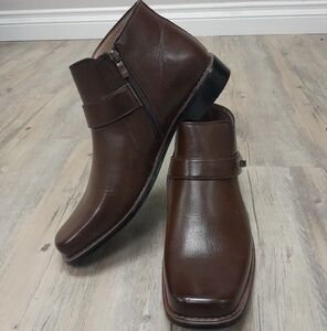 ■Men's Brown Leather Ankle Boots NWT Size:11 Majestic Collection